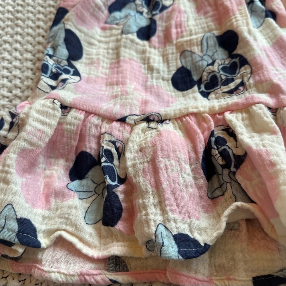 Minnie Mouse NEW Disney Pink Smocked Gauze Tiered Girls Toddler Sundress Sz 18m - Picture 4 of 4